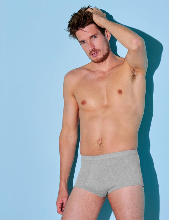 Slip ouvert taille haute - lot de 3 (gris chiné) Slip ouvert taille haute - lot de 3 (gris chiné)